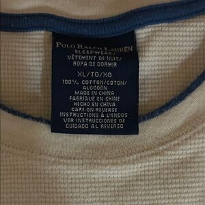 Polo by Ralph Lauren Cream and Blue Waffle Knit Top